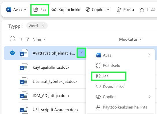 OneDrivessa, omat tiedostot
