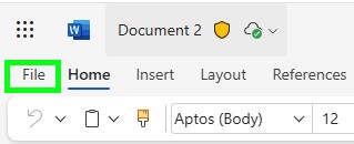 Word Online, Files tab