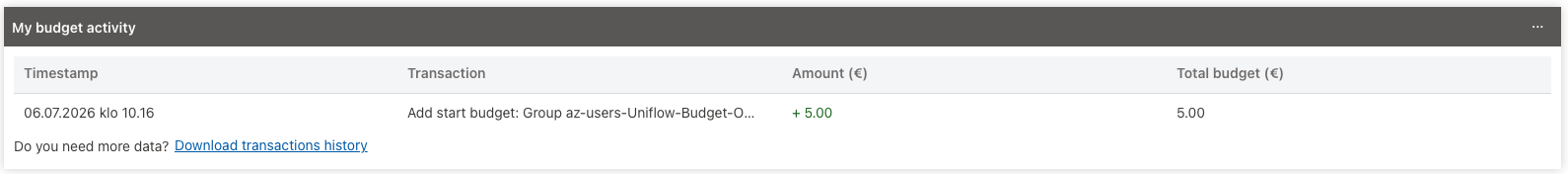 My budget activity