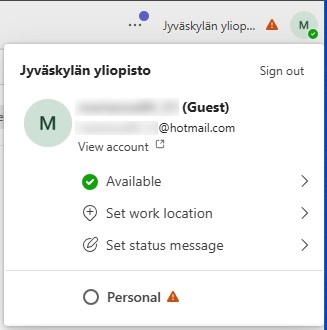 Microsoft Teams, University of Jyväskylä platform.
