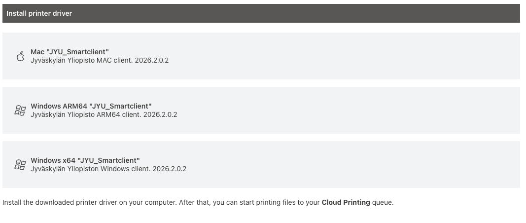 Install printing driver