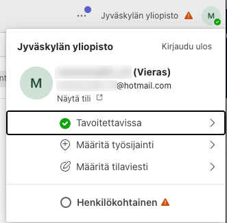 Jyväskylän yliopiston Teams alusta.
