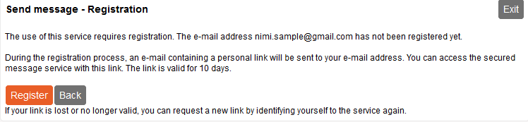 The website asks you to register