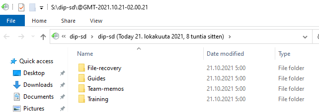 Select files for recover