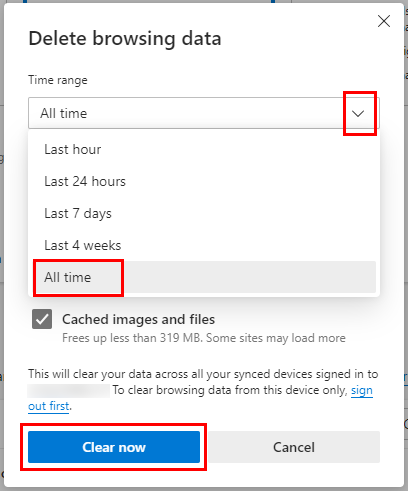 edge clear browser data
