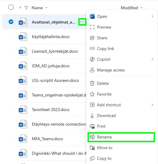 OneDrive, My Files- tab.