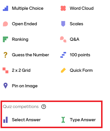 select answer or type answer in menti quiz when gamification