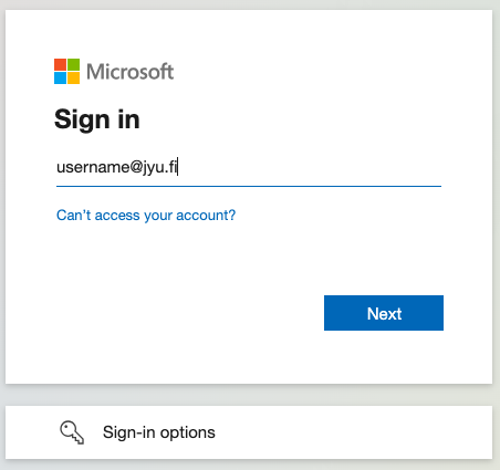 Sign in window when you going OneDrive