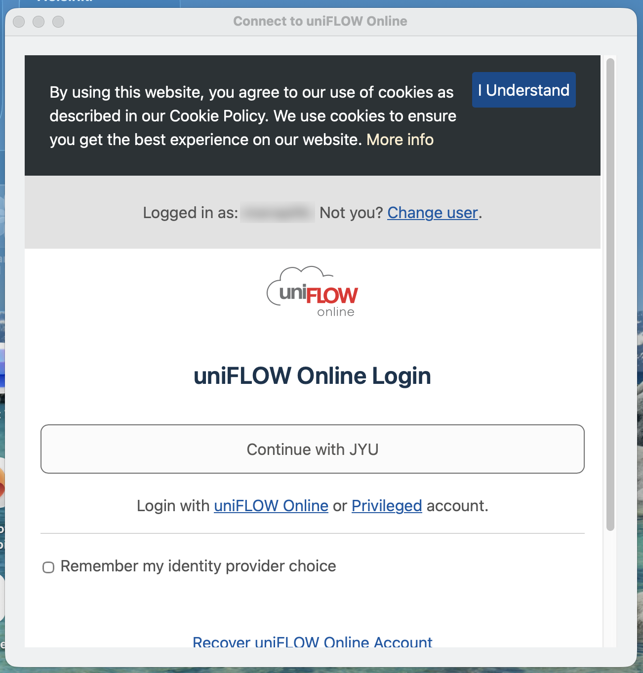 Log in to uniFLOW