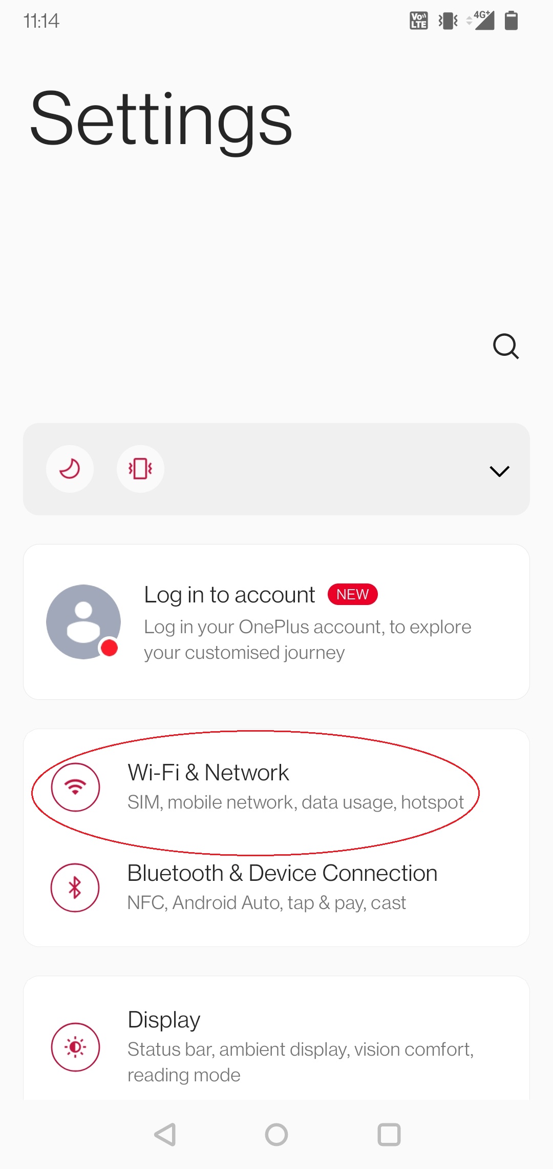 The picture shows the settings home page when you open your phone settings (OnePlus).