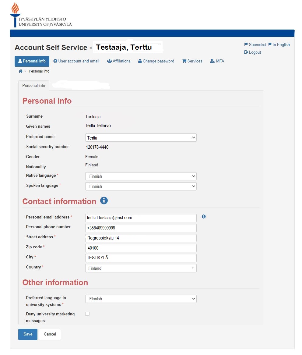 Contact information from OMA- services