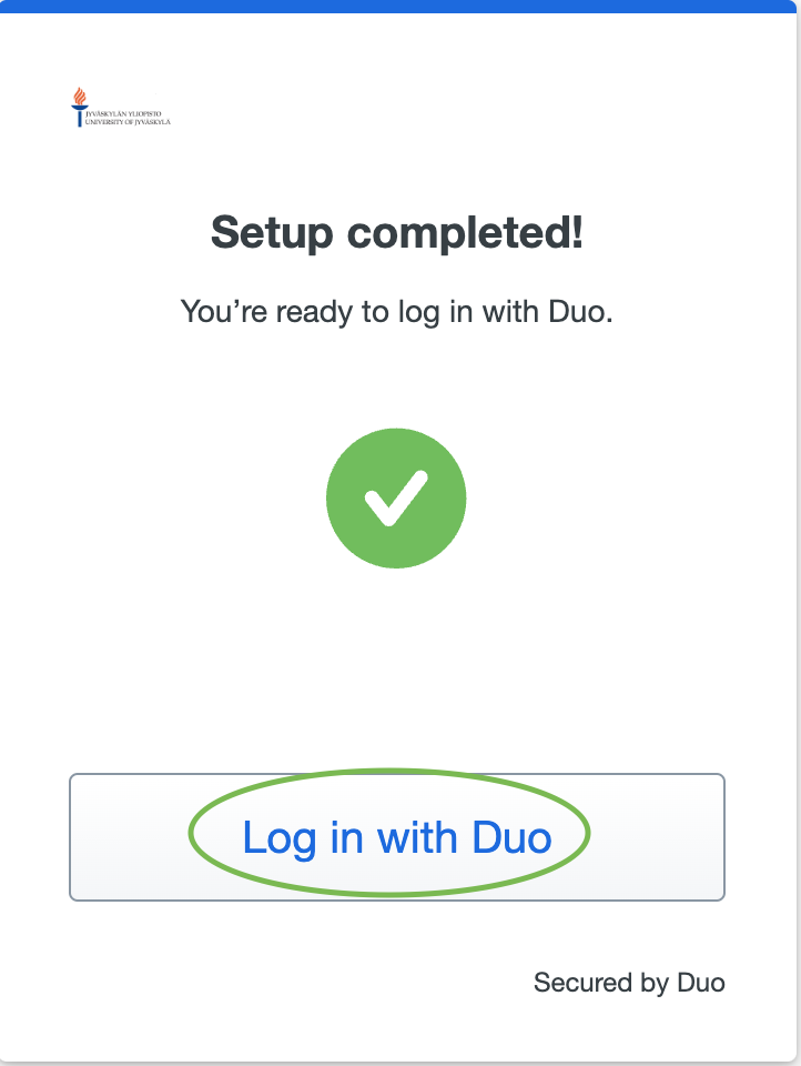 Setup completed window