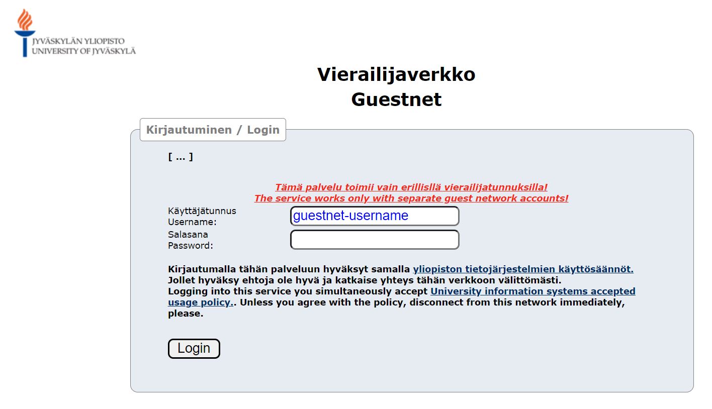 Verkkosivu, jossa kysytään tunnuksia