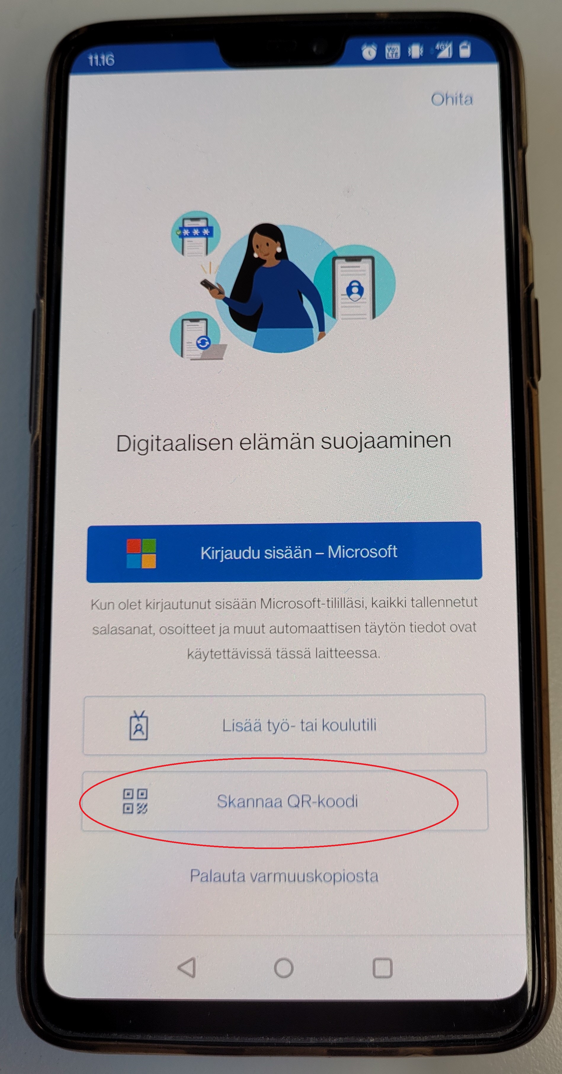 Valitse "Skannaa QR-koodi"