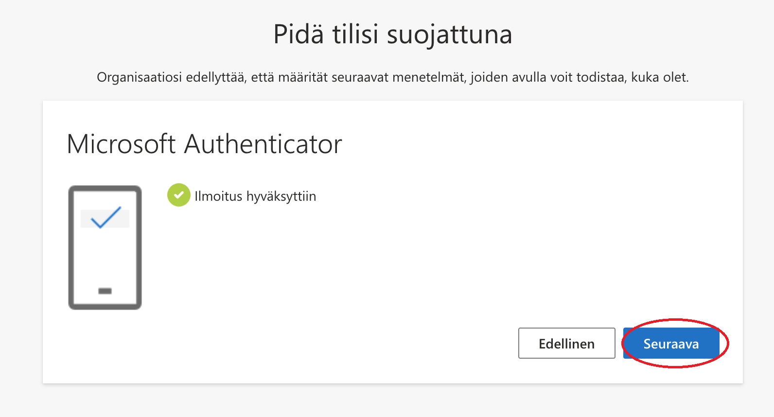 Ilmoitus hyväksytään