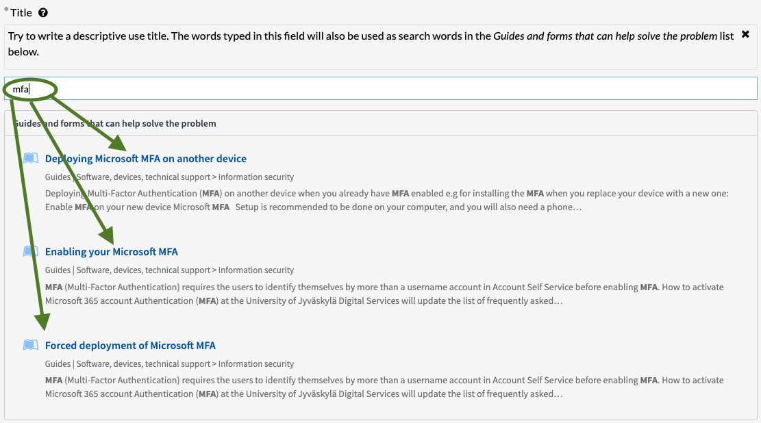 guide suggestions on forms