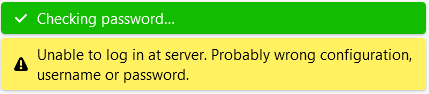 Check your email settings. This message appears when the settings do not go through. Warning message.