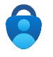 Microsoft Authenticator logo. Sininen lukko jonka sisällä hahmo