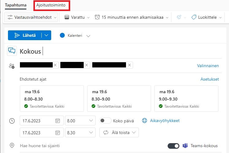 Outlook kalenteri- selainversio.