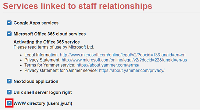 www-hakemiston aktivointi