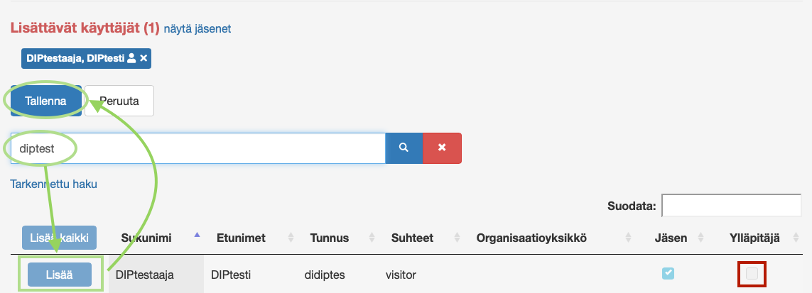 eTyötilan jäsenen lisäys eTyötilan jäsenen lisäys