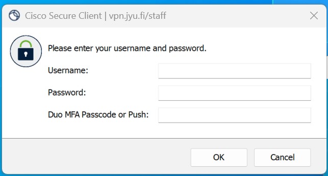 Cisco ask your credentials.