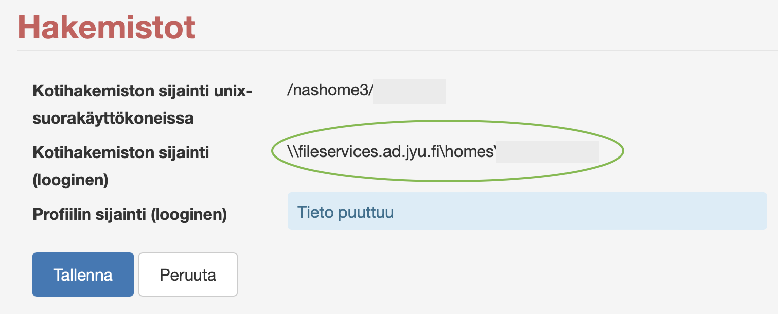 Kotihakemiston sijannin selvittäminen