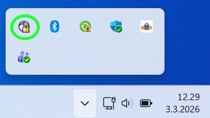 Cisco ohjelman löydät Windowsin työkaluriviltä.