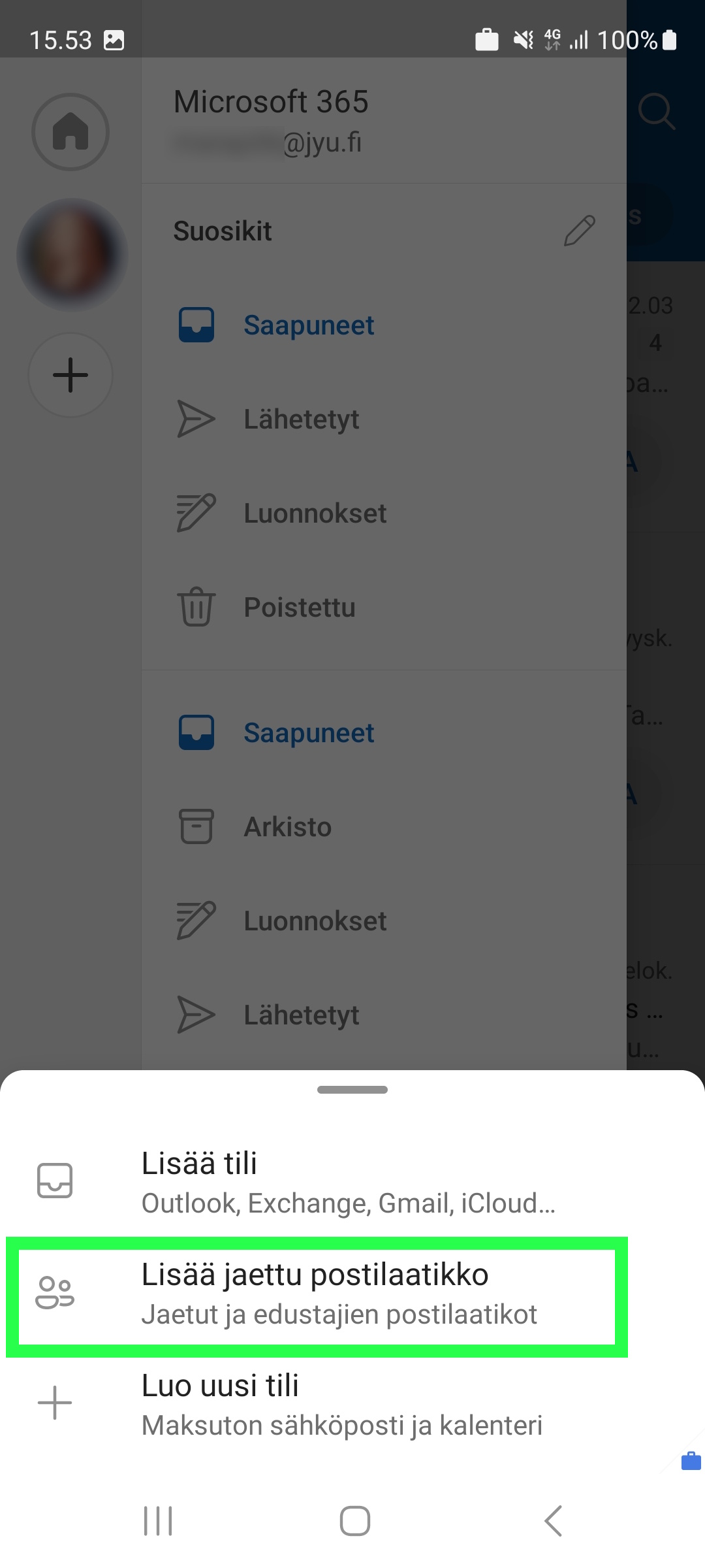 Lisää jaettu postilaatikko ikkuna.