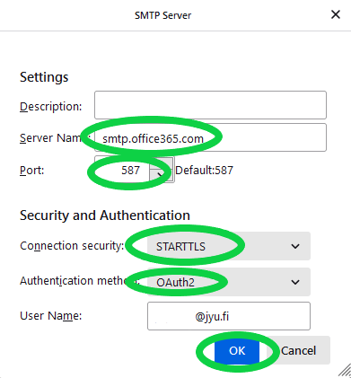 outgoing mail server settings
