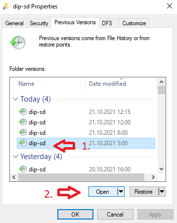 select folder version