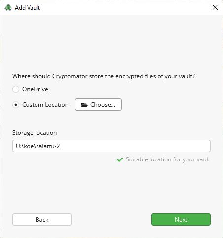 The form asks you to select a storage location. Options are OneDrive or Custom Logation.