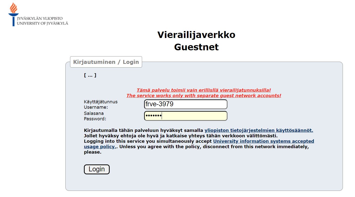 Verkkosivulle on lisättynä Digipalveluilta saadut tunnukset