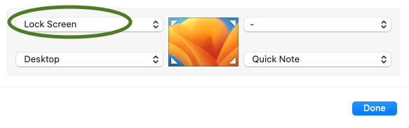 Lock screen settings.
