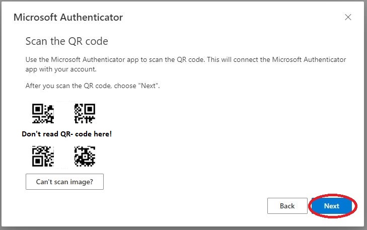 Now you can click on the "Next" button on the QR code page on your computer.