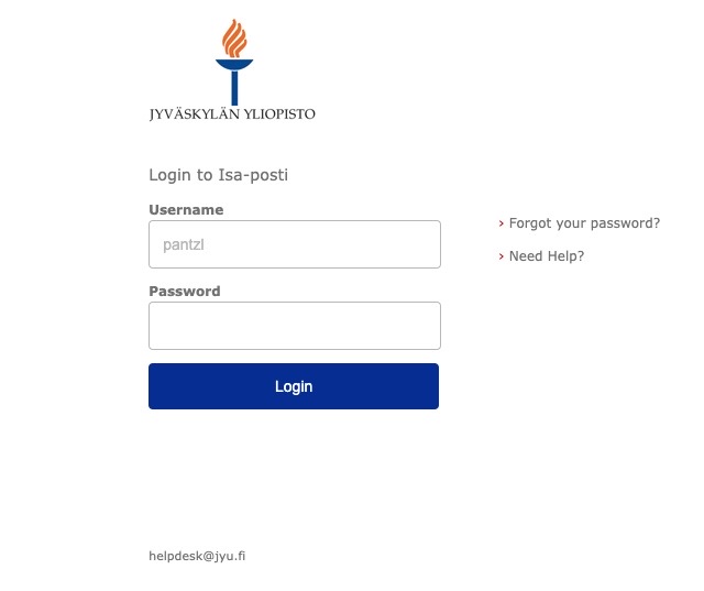 University of Jyväskylä's HAKA login window.
