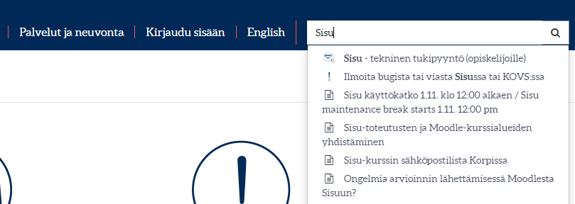 HelpJYU yläpalkin haku