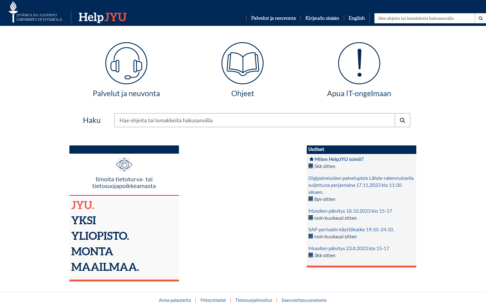 HelpJYU etusivu