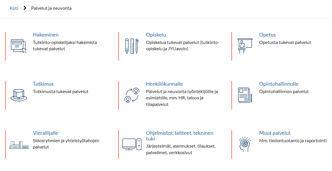 HelpJYU palvelukatalogi